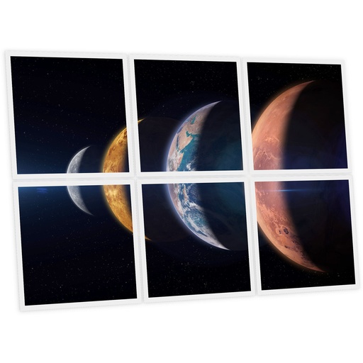 [DT1-PLA-6060-X6] Pack 6 Dalles LED Imprimées - Planets - 600x600mm - Usinée en France by DELITECH