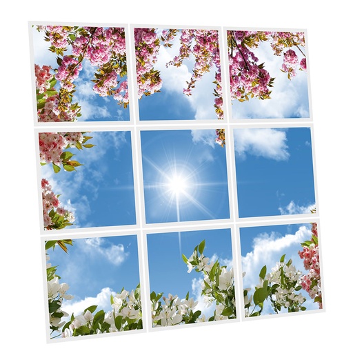 [DT1-FLO-6060-X9] Pack 9 Dalles LED Imprimées - Flowery - 600x600mm - Usinée en France by DELITECH