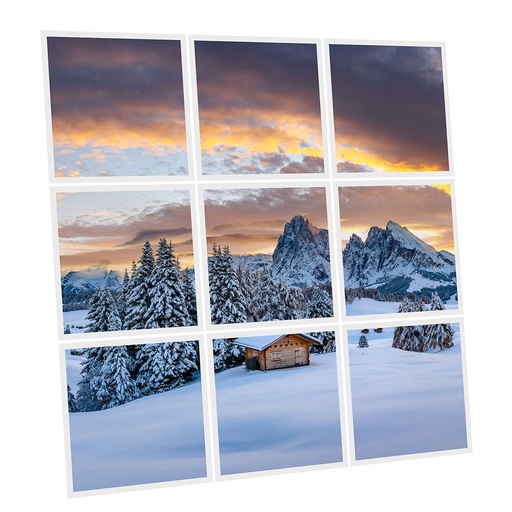 [DT1-SNO-6060-X9] Pack 9 Dalles LED Imprimées - Snow Mountain - 600x600mm - Usinée en France by DELITECH
