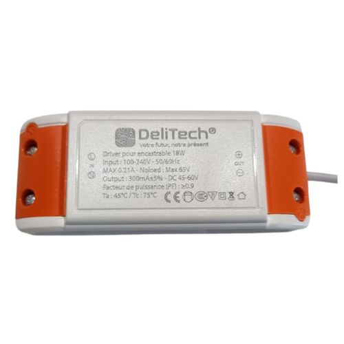 [DILSD-18W-300MA] Driver / Alimentation LED CC - 280mA - DC 42-60V - 18W - PF > 0.9 ON/OFF (copie)