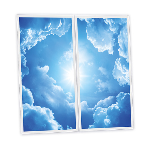 [DT1-HEA-12060-X2] Pack 2 Dalles LED Imprimées - Heaven - 1200x600mm - Usinée en France by DELITECH