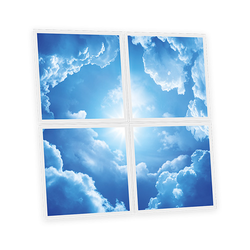 [DT1-HEA-6060-X4] Pack 4 Dalles LED Imprimées - Heaven - 600x600mm - Usinée en France by DELITECH