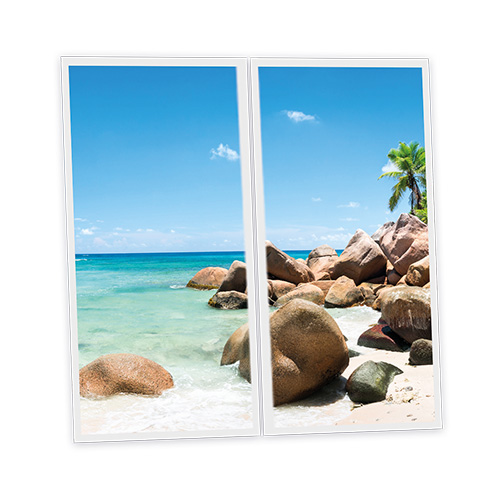 [DT1-SEY-12060-X2] Pack 2 Dalles LED Imprimées - Seychelles - 1200x600mm - Usinée en France by DELITECH
