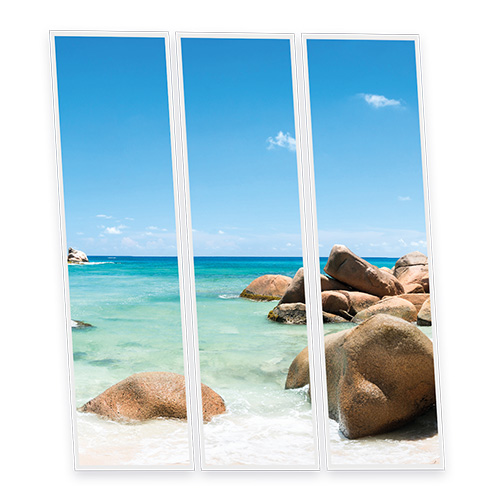 [DT1-SEY-12030-X3] Pack 3 Dalles LED Imprimées - Seychelles - 1200x300mm - Usinée en France by DELITECH