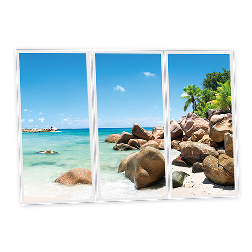 [DT1-SEY-12060-X3] Pack 3 Dalles LED Imprimées - Seychelles - 1200x600mm - Usinée en France by DELITECH