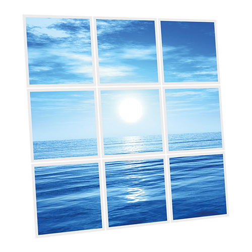 [DT1-HOR-6060-X9] Pack 9 Dalles LED Imprimées - Horizon - 600x600mm - Usinée en France by DELITECH
